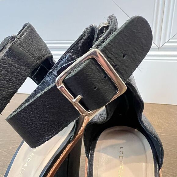 Loeffler Randal Women Ankle Strap 4" Heel Leather Sandals, Black, Size 10M - Picture 12 of 14
